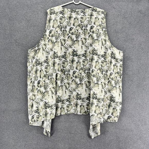 Womens cardigan Lightweight Top Plus Size white green Floral sheer Sleeveless - Picture 2 of 11
